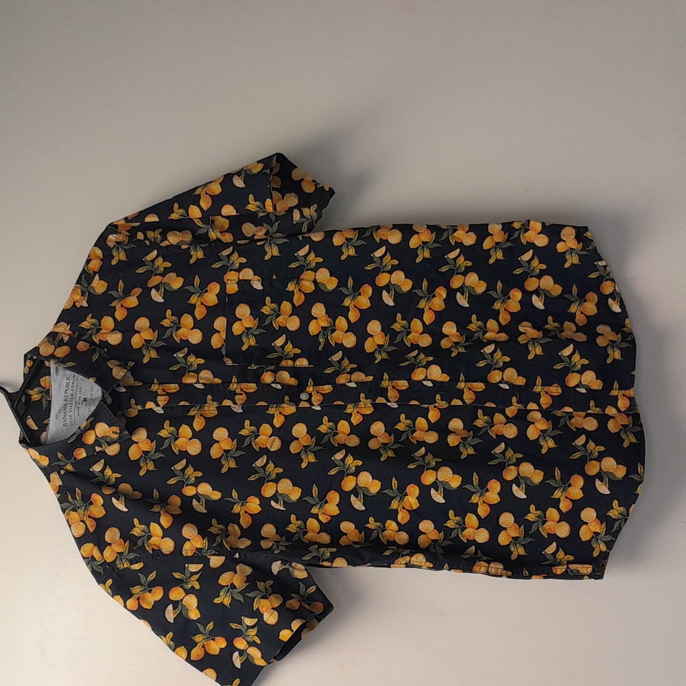 Banana Republic Black and Orange Casual Button Down Shirt